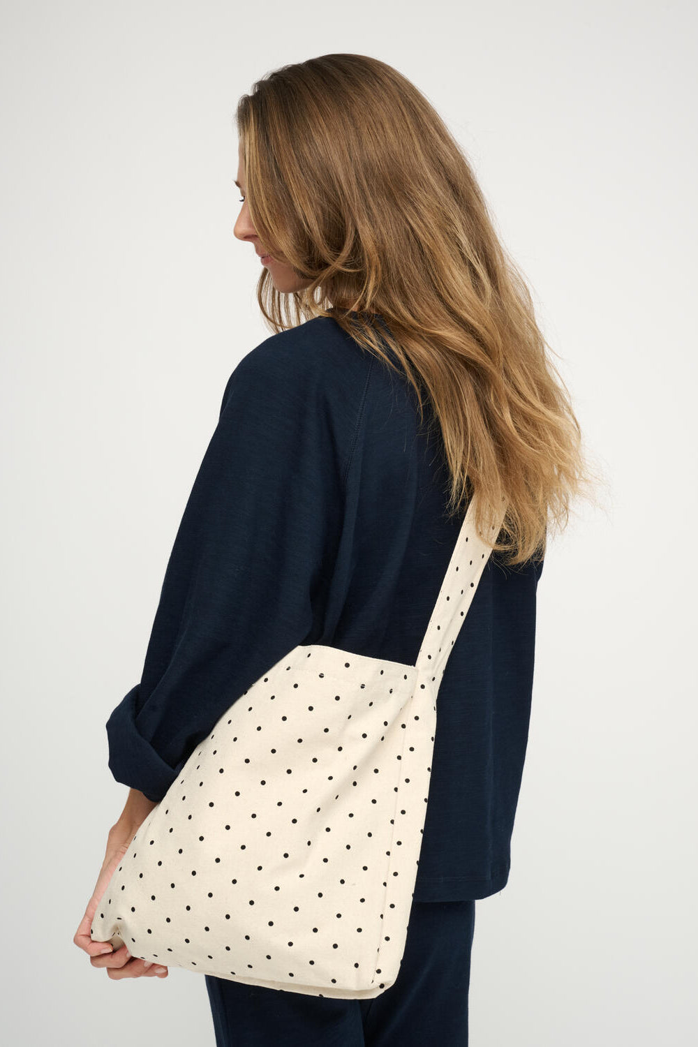Dotted crossbody taske - Ecru/Black dots